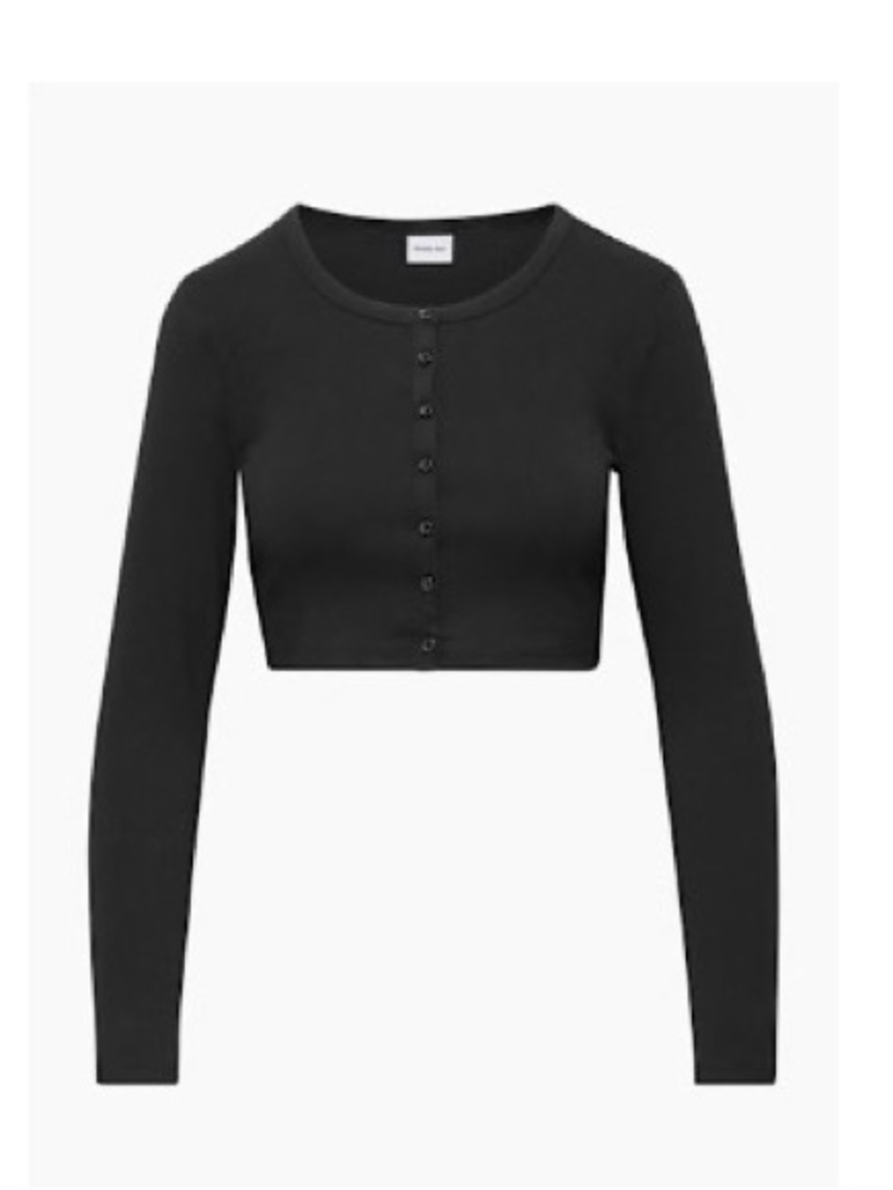 Sunday Best Black Cropped Button-Front Long Sleeve Top
